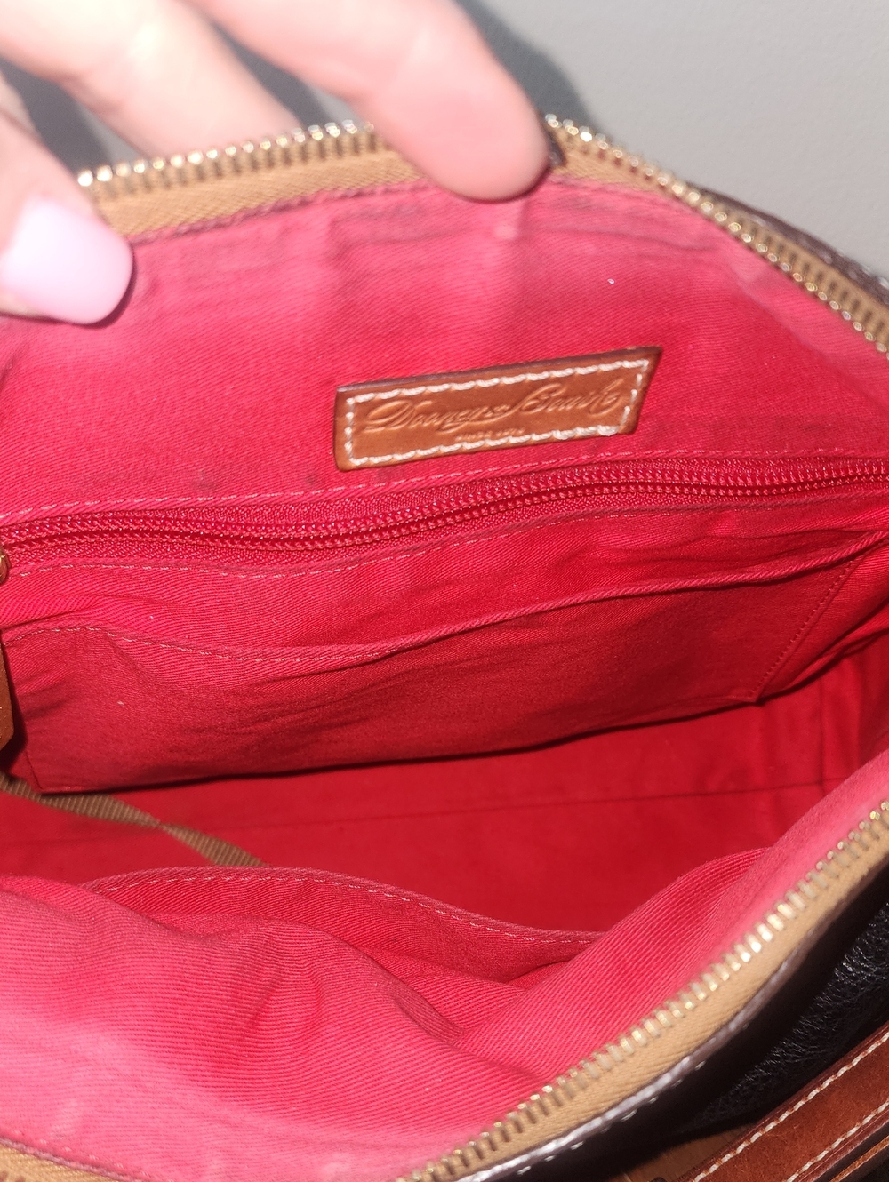 Dooney & Bourke Black Tan Pebbled Leather Flourentine Satchel Shoulder Bag - Picture 9 of 16